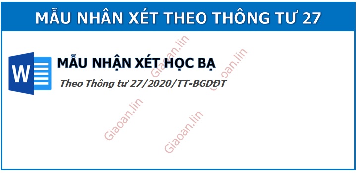 Mẫu nhận xét học sinh tiểu học theo Thông tư 27/2020/TT-BGDĐT