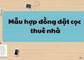 Mẫu hợp đồng đặt cọc thuê nhà